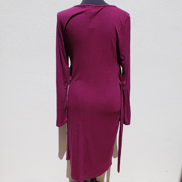 Spense Burgundy deep berry Crew Neck Dress - Picture 6 of 10
